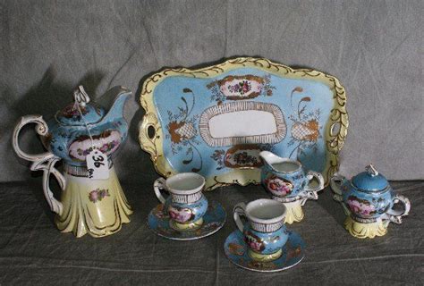 8piece Royal Vienna Porcelain Painted Tea Set With