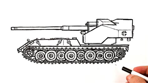 Как нарисовать Истребитель танков Waffenträger auf E-100 - YouTube