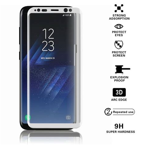 Alpexe Samsung Galaxy S8 Film en Verre Trempé 3D Incurvé blanc