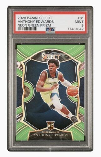 2020 21 PANINI SELECT Anthony Edwards NEON GREEN ROOKIE PSA 9 Looks 10