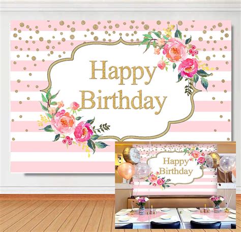 Buy Sensfun X Ft Pink Floral Happy Birthday Party Backdrop For Girl