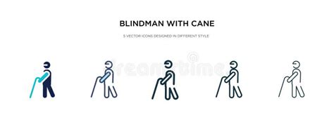 Blindman With Cane Icon In Different Style Vector Illustration Two Colored And Black Blindman