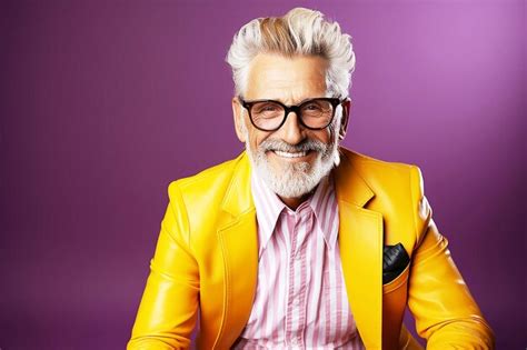 Premium AI Image Charming Mature Guy Smiling Isolated Turquoise