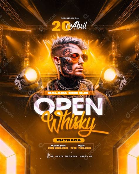 Flyer Open Whisky Gabriel Lima Social Media PSD Editável 2024