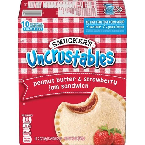 Smucker S Uncrustables Peanut Butter Strawberry Jam Sandwich 10 Ct