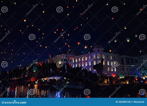 The Night of Lanterns on the Beach of Volos, Greece Editorial Stock Photo - Image of chirstmas ...