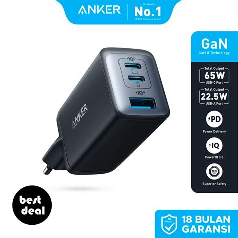 Jual Anker PowerPort Nano II 65W GaN Charger 3 USB-A USB-C Output ...