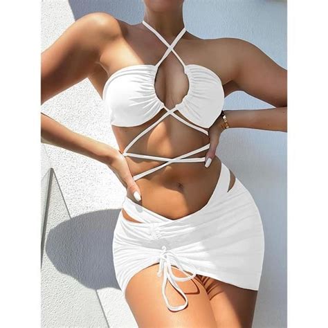 Buy New Sexy Print Swimsuit Pieces Mesh Bikini Set Triangle