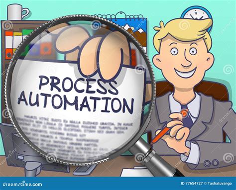 Process Automation through Lens. Doodle Style. Stock Illustration ...