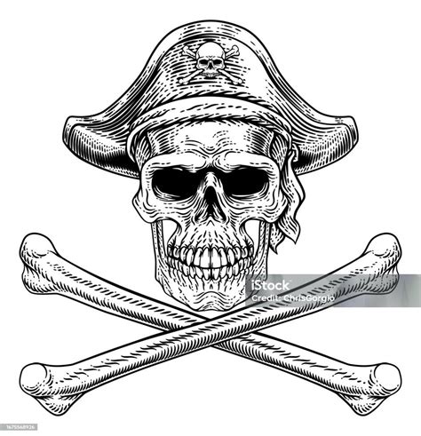 Pirate Skull Crossbones Skeleton Grim Reaper Stock Illustration