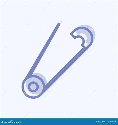 Open Safety Pin Icon In Trendy Two Tone Style Isolated On Soft Blue