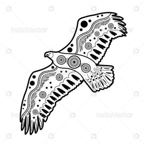 Flying Eagle Sketch In Aboriginal Style Dot Artwork Download Graphics