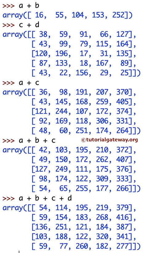 Python Numpy Arithmetic Operations