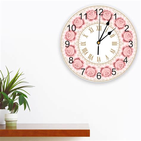 Vintage Clock Hand Drawn Colorful Roses Wall Clock Modern Design Living Room Decoration Clock