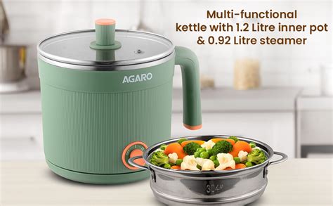 AGARO Regency Multi Cook Kettle With Steamer 1 2L Inner Pot Double