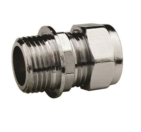 Chrome Compression 15mm X 12 Straight Connector Male Iron Navigator Msl