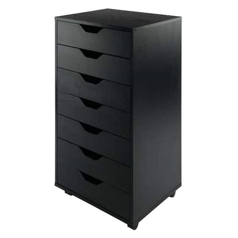 Winsome Halifax Black Drawer Storage Cabinet The Home Depot