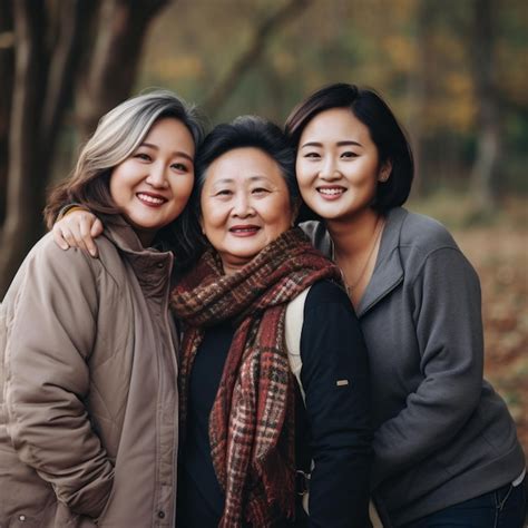 Una madre gordita asiática de años y una mujer de años y una familia de