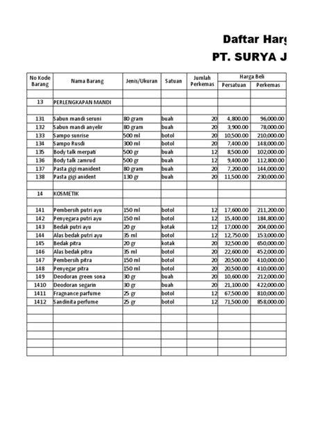 Daftar Harga Barang Pdf