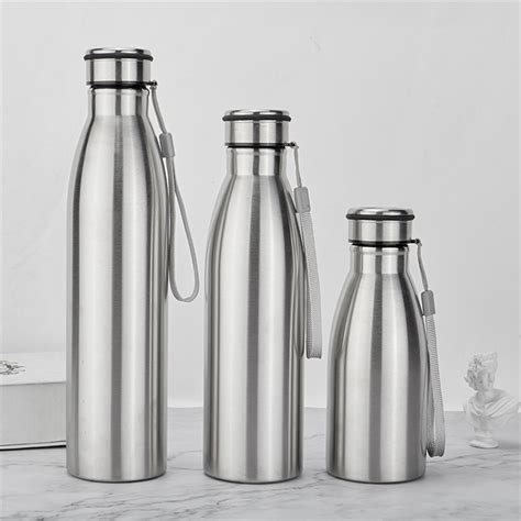 food grade single walled stainless steel sports water bottle  rope