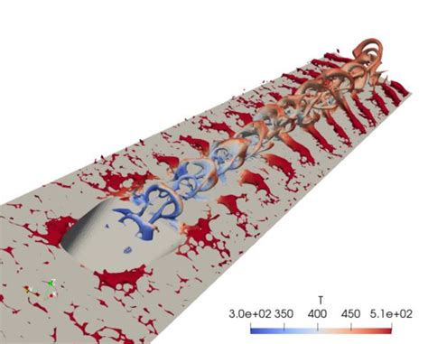 Instantaneous Vortex Structures With Q Criterion Colored By Temperature