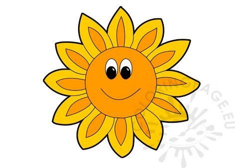 Yellow sunflower with smiley face – Coloring Page