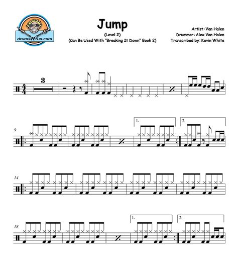 Van Halen Jump Drum Transcription Level 2