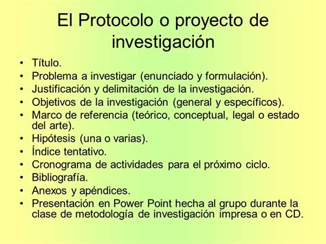 Componentes de un Protocolo de investigación ppt descargar