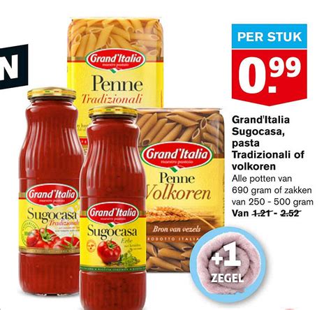 Grand Italia Sugocasa Pasta Tradizionali Of Volkoren Aanbieding Bij