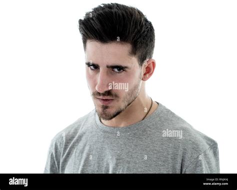 Close Up Portrait Of Young Man With Angry Face Feeling Anger And