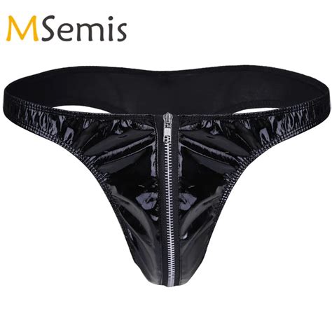 Swimwear Mens Swimsuit Lingerie Underwear Leather Swim Bikini Briefs Penis Pouch G String Thong