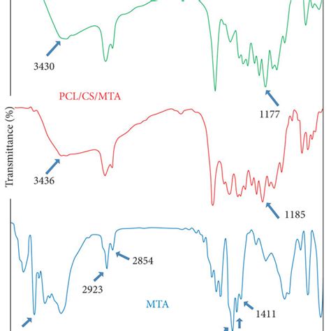 A Ftir Spectra Of Pclcs Pclcsmta And Mta B Xrd Patterns For Download Scientific