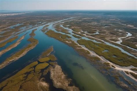 Premium Photo Aerial View Of Chemically Polluted Water Body