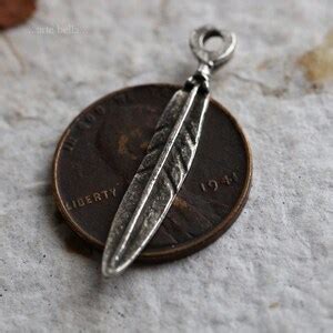 PEWTER FEATHERS 4 Mykonos Greek Feather Charms 6x30mm M188 4