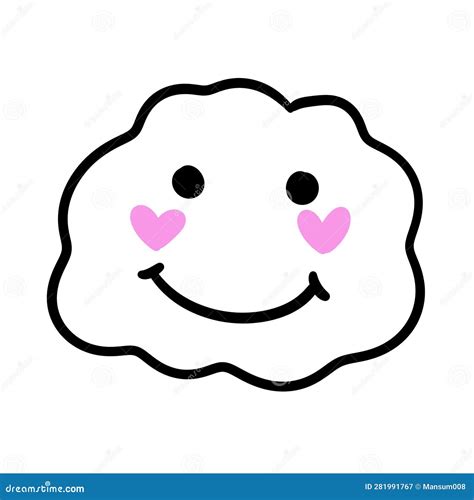 Line Drawing Cartoon of a Cloud Face Stock Illustration - Illustration of expression, sign ...