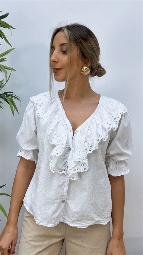 Blusa Blanca Volante El Vestidor De Trend