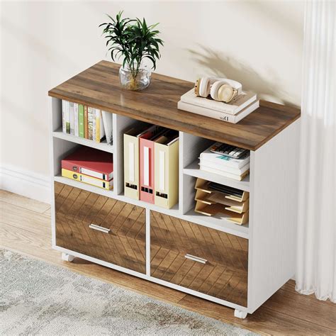 Tribesigns L-Shaped Executive Desk with Mobile File Cabinet