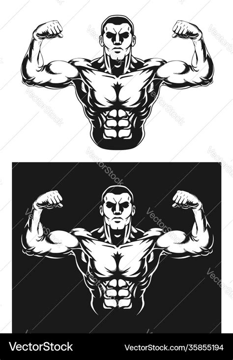 Silhouette Bodybuilding Pose Front Double Bicep Vector Image The Best