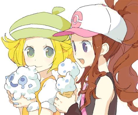 Safebooru 2girls Baseball Cap Bel Pokemon Blonde Hair Brown Hair