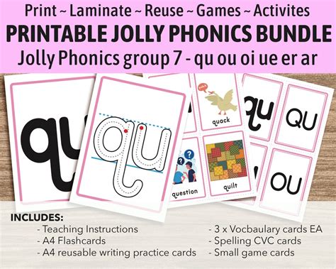 Phonics Bundle Printable For Jolly Phonics Group 4 Alphabet Etsy