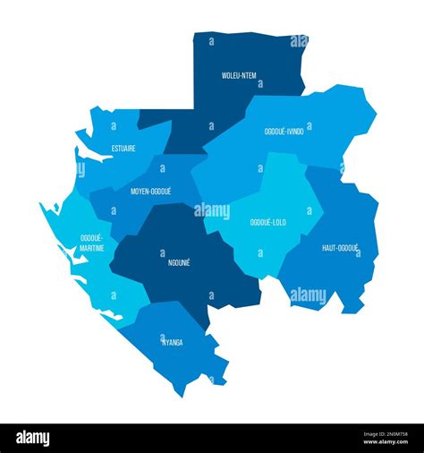 Gabón Mapa Político De Las Divisiones Administrativas Provincias