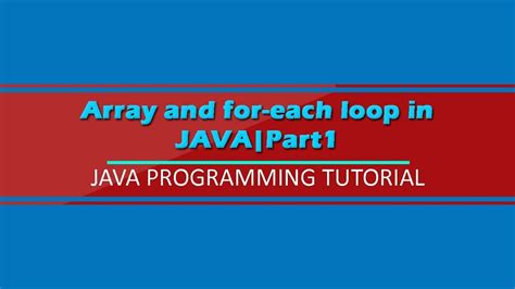 Java Array And For Each Looppart1 Youtube