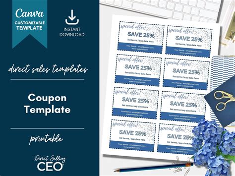 Direct Sales Editable Printable Coupon Template Canva Coupon Template