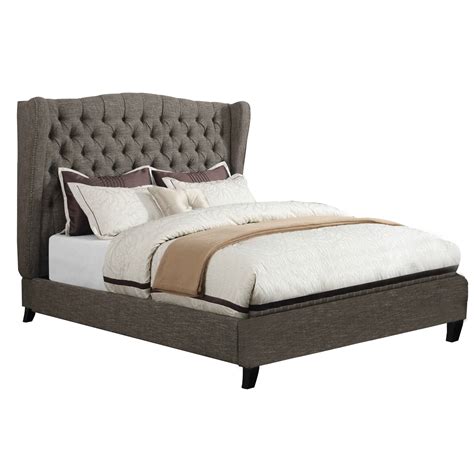 Nailhead Trim Eastern King Bed With Wingback Button Tufted Headboard