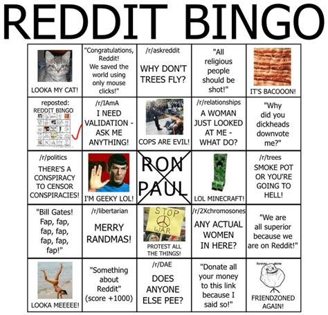 Reddit Bingo Rbingocard