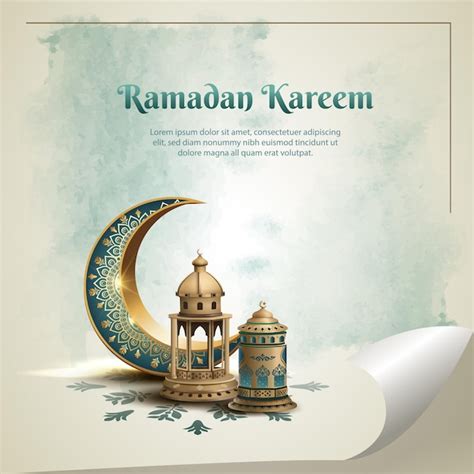 Islamische Gr E Ramadan Kareem Kartendesign Mit Halbmond Und Goldenen