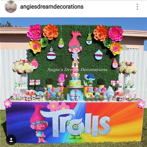 Trolls Theme Birthday Party Dessert Table And Decor Trolls Birthday