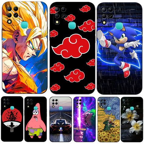 Capa De Silicone Para Infinix HOT 11 G37 Silicon Phone Cover Anime De Desenho Animado Preto
