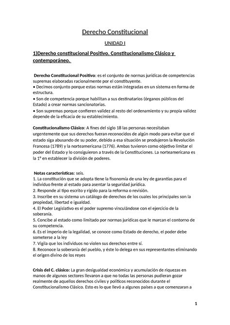 Resumen Final Derecho Constitucional Derecho Constitucional UNIDAD I