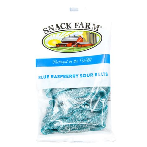 Snack Farm Sour Blue Raspberry Belts Candy 275 Oz Bag 2 Pack